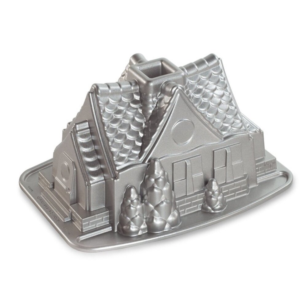 Nordic Ware Silver Gingerbread House Christmas Bundt Cake Pan 9c Aluminum